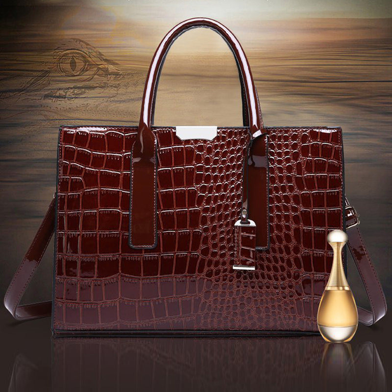 New Women's Bag Trendy Crocodile Pattern Portable Shoulder Crossbody Tote