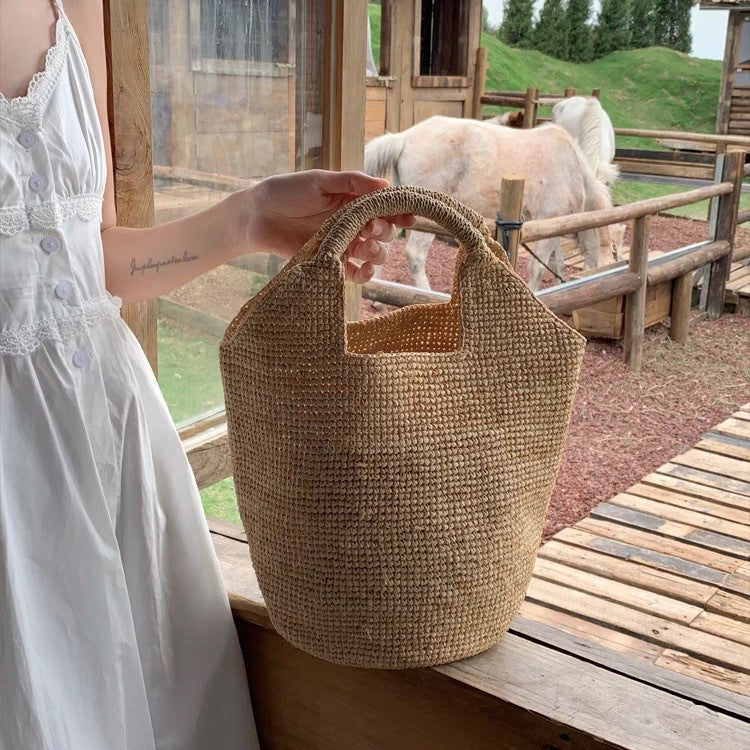 New High-End Raffia Woven Bag, Handmade Straw Bag, Seaside Vacation Beach
