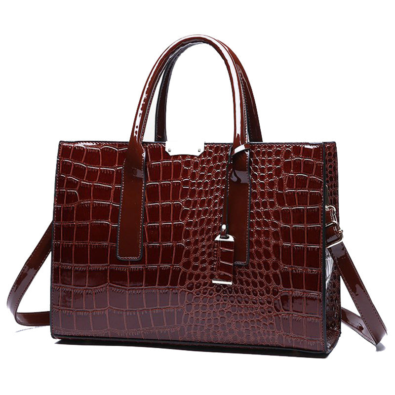 New Women's Bag Trendy Crocodile Pattern Portable Shoulder Crossbody Tote