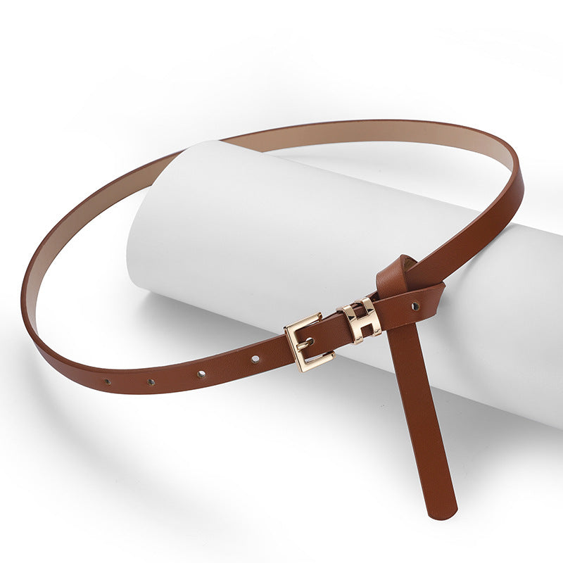 New Hot-Selling I-Buckle Thin Belt for Women, Fashionable, High-End