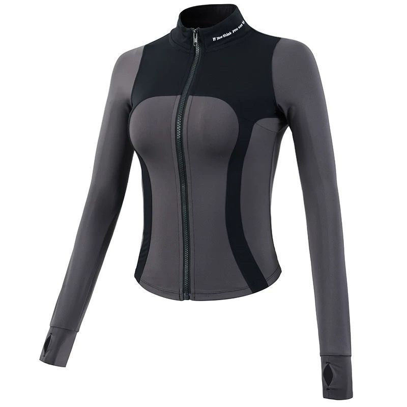 Autumn and Winter Slim Stitching Sports Jacket Women's Tight-Fit Vertical