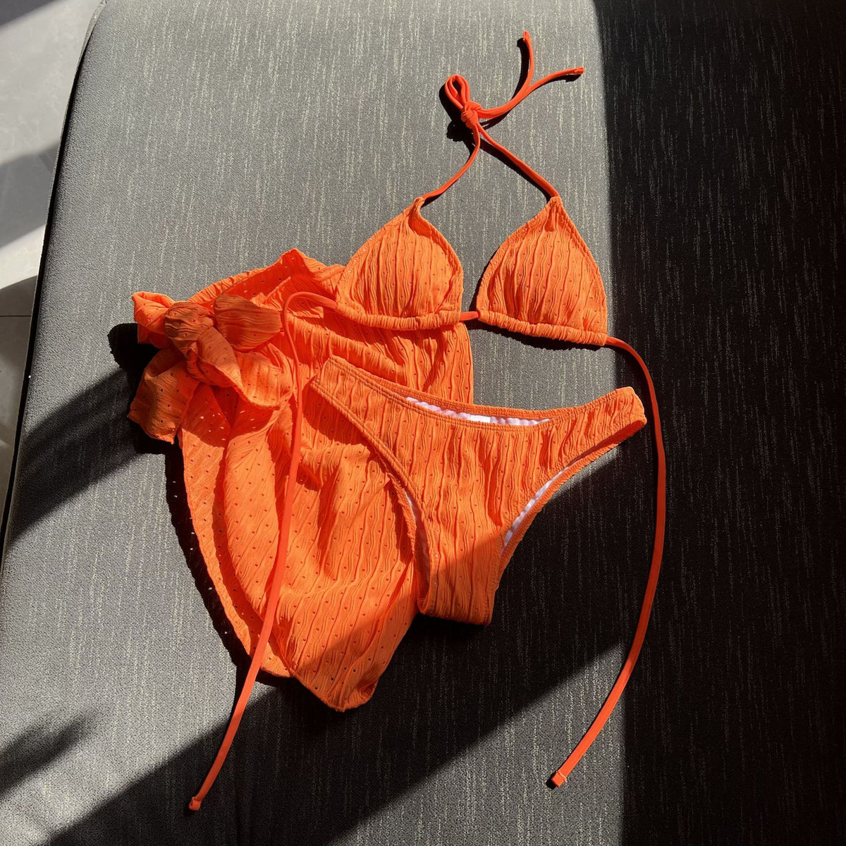 New Swimsuit Three-Piece Backless Drawstring Strap Bikini Three-Piece