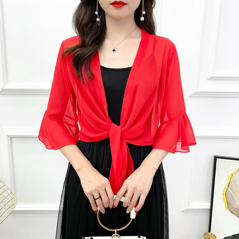 Sunscreen Cardigan Women's Spring and Summer Shawl Outer Blouse Thin