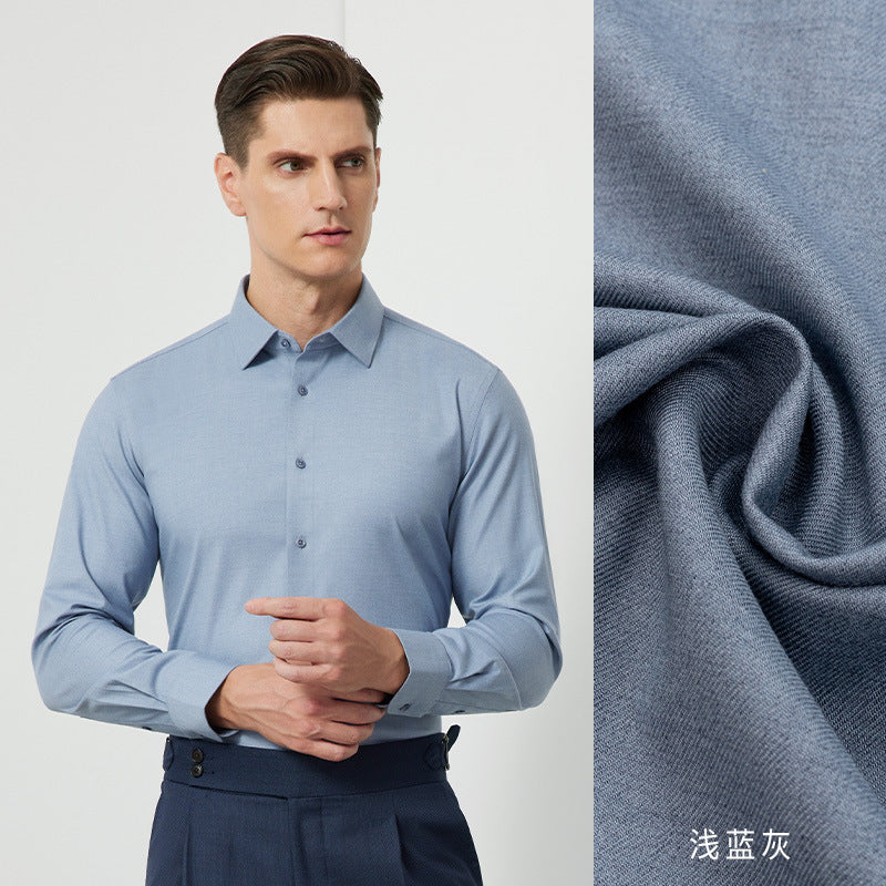 Men's Long-Sleeved Shirt Made of Sheep Wool, Machine Washable, Autumn and
