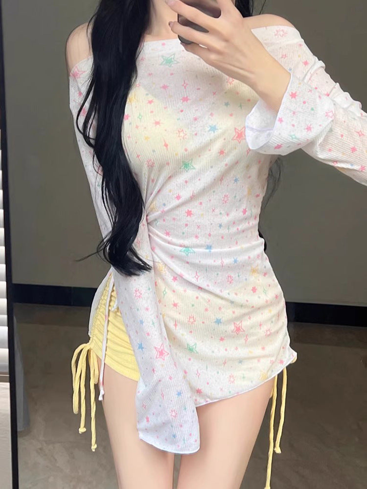 New Split Swimsuit Women's Bikini Three-Piece Cover-Up Long-Sleeved Sun