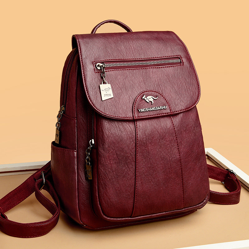 New Women's Backpack Large Capacity Soft Leather Travel Bag Fashion