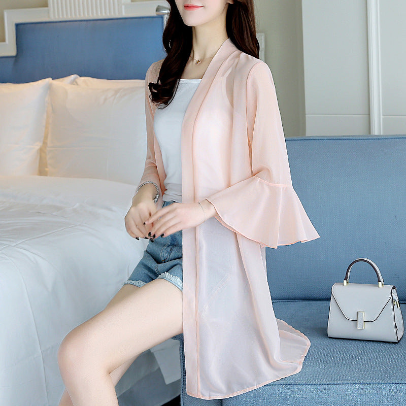 Sunscreen Cardigan Women's Spring and Summer Shawl Outer Blouse Thin