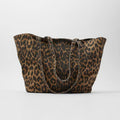 Z Family Old Tote Bag Leopard Animal Print Shoulder Bag Canvas Portable