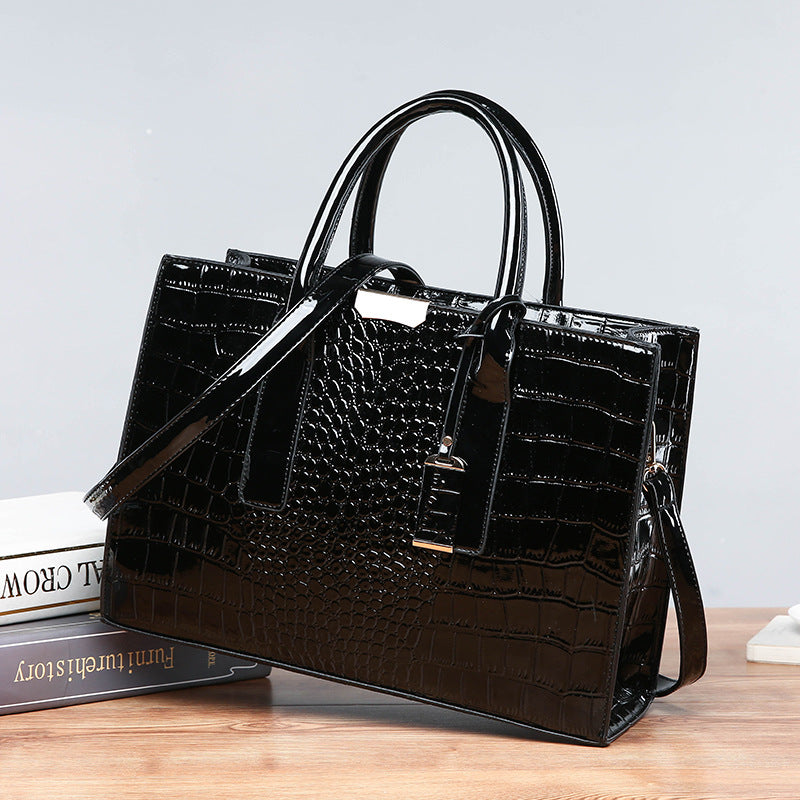 New Women's Bag Trendy Crocodile Pattern Portable Shoulder Crossbody Tote