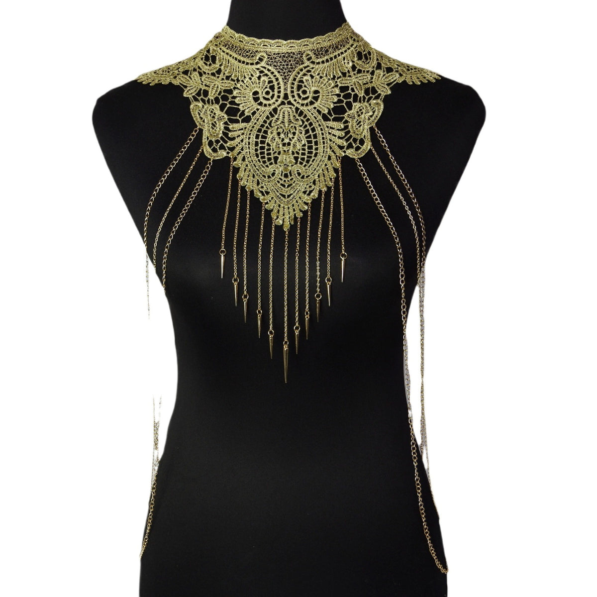 Jewelry Body Chain Jewelry Gold Lace Multi-Layer Tassel Necklace Body Chain
