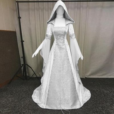 Women's Cos Clothing Medieval Retro Style Wedding Dress 4-Color Hooded