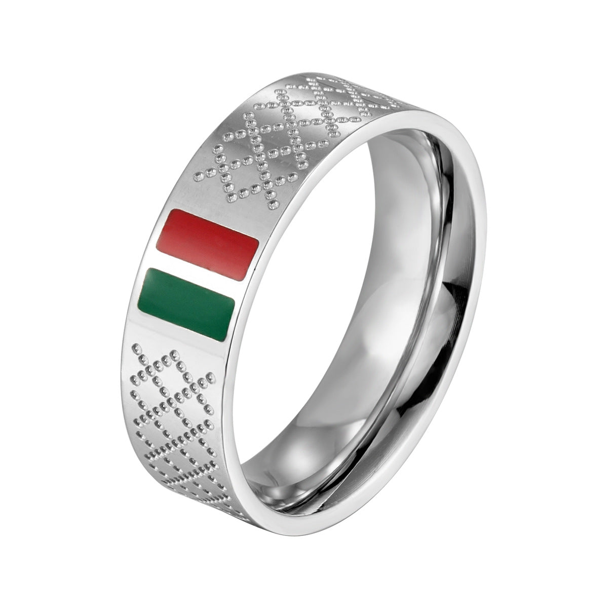 stainless steel men's bracelet with red and green tape ring steel gold and