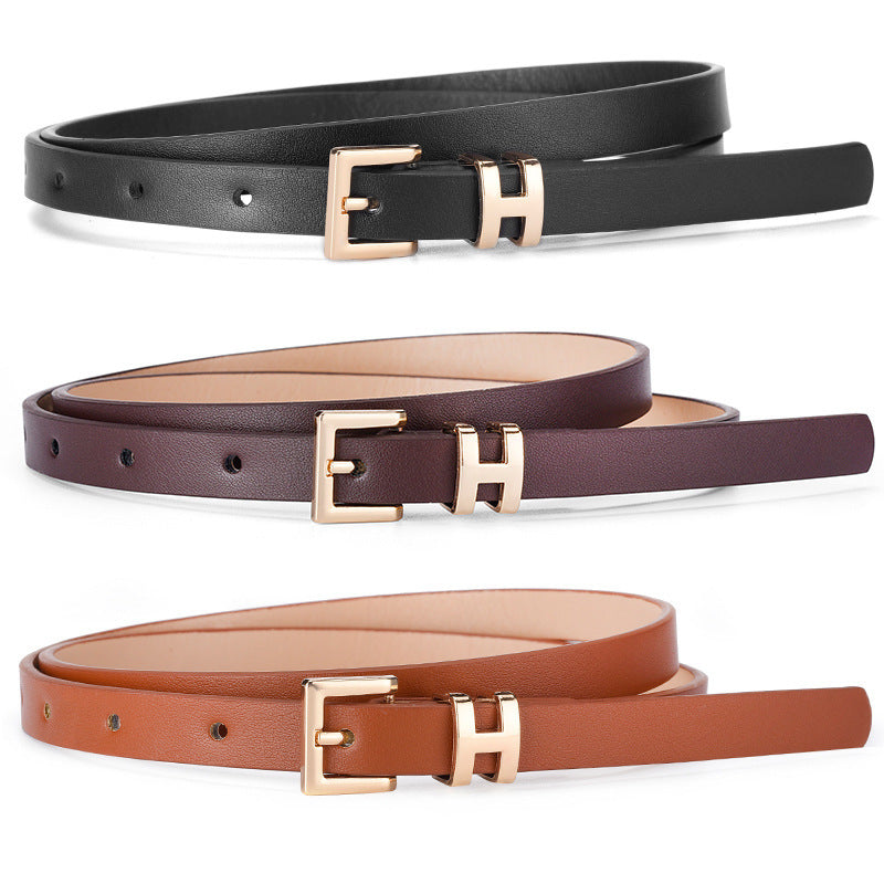 New Hot-Selling I-Buckle Thin Belt for Women, Fashionable, High-End