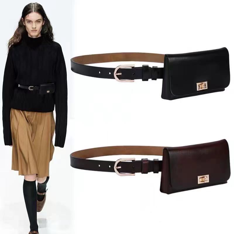 New Ladies Belt Cowhide Belt Genuine Leather Waist Bag All-match