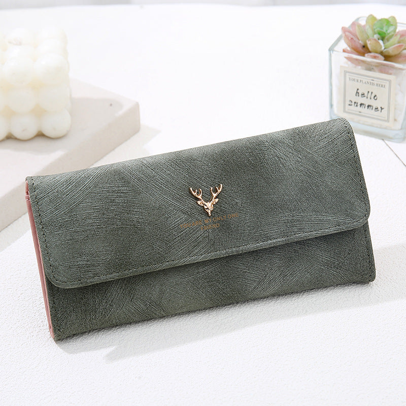 Long Women's Wallet Frosted Cover Wallet Soft Leather Wallet Fashion Retro