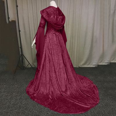 Women's Cos Clothing Medieval Retro Style Wedding Dress 4-Color Hooded