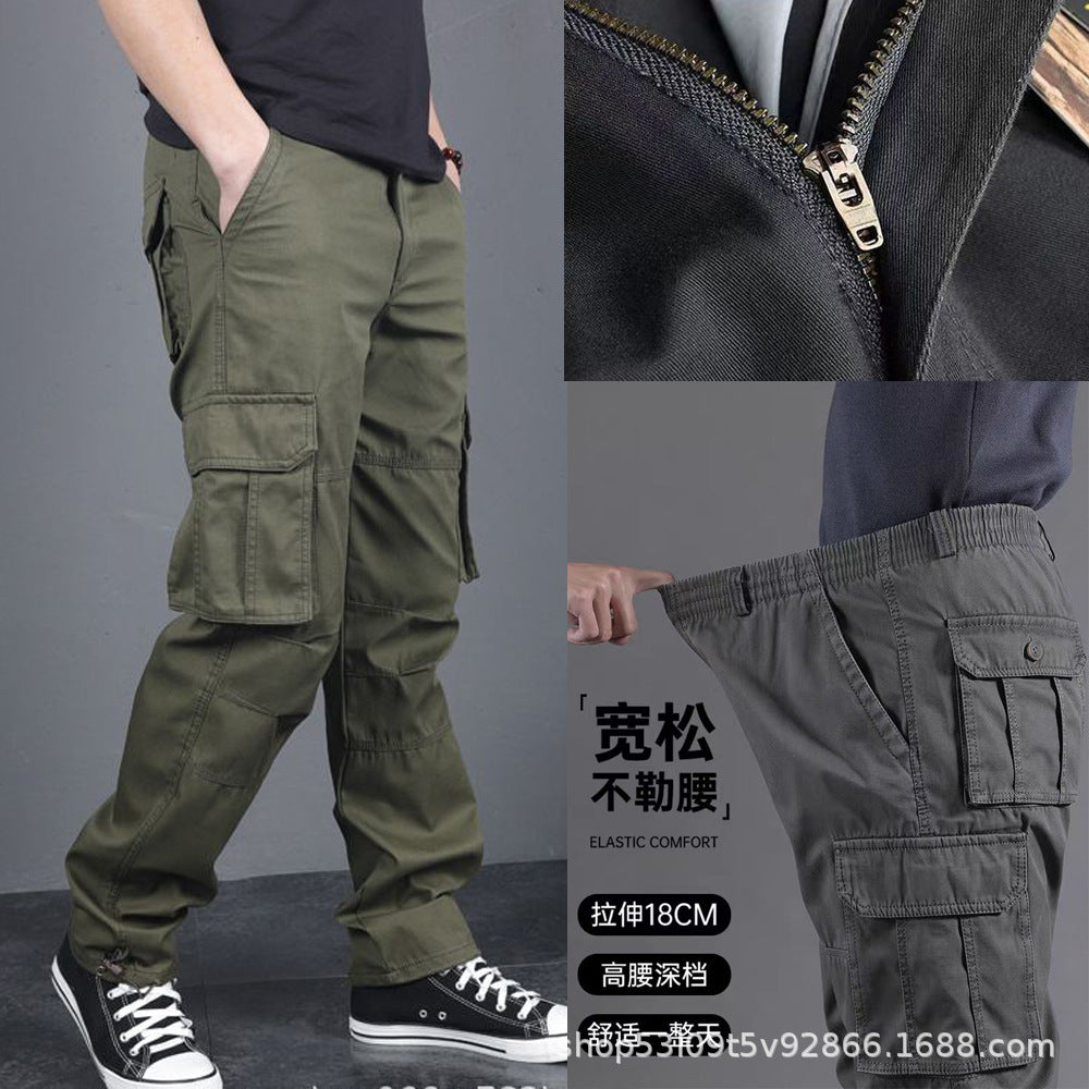 Spring and Autumn Cotton Crane Pants Plus Size Pants Site Work Pants Men's