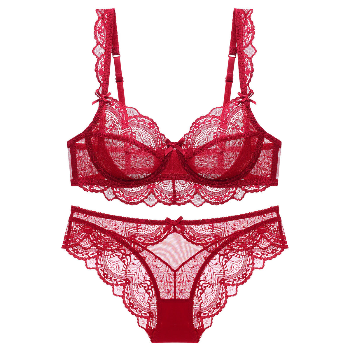 Ultra-Thin Sponge-Free Transparent Bra with Big Breasts and Small Lace Bra