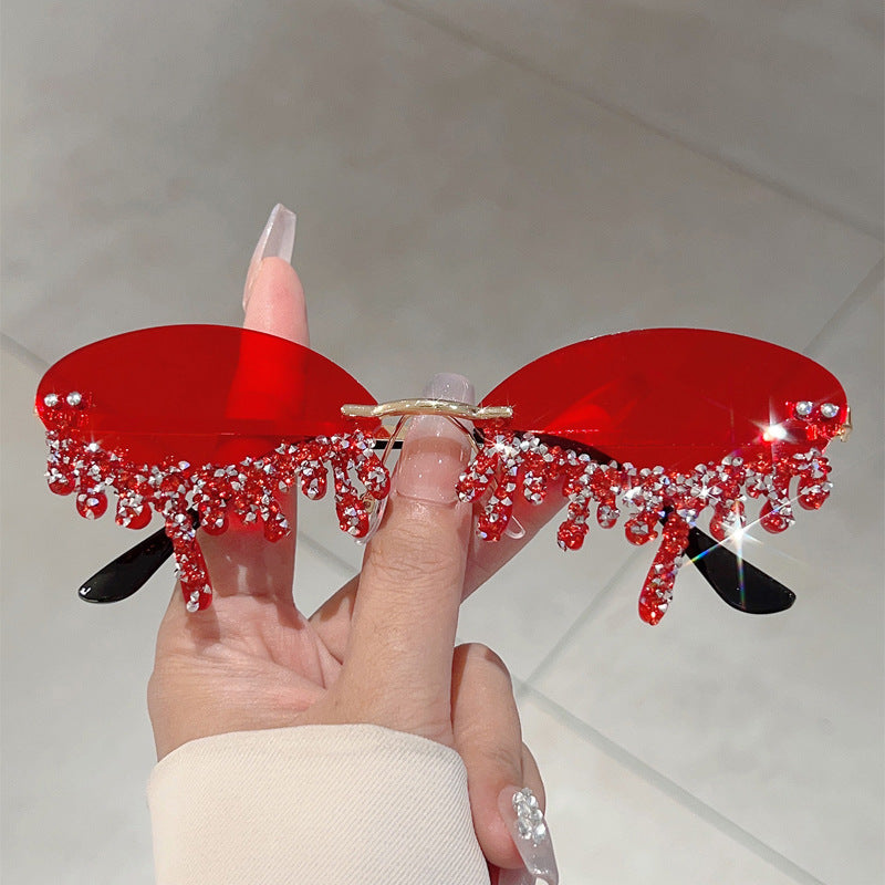 New Borderless Diamond-encrusted Angel Tears Sunglasses Spice Girls Street