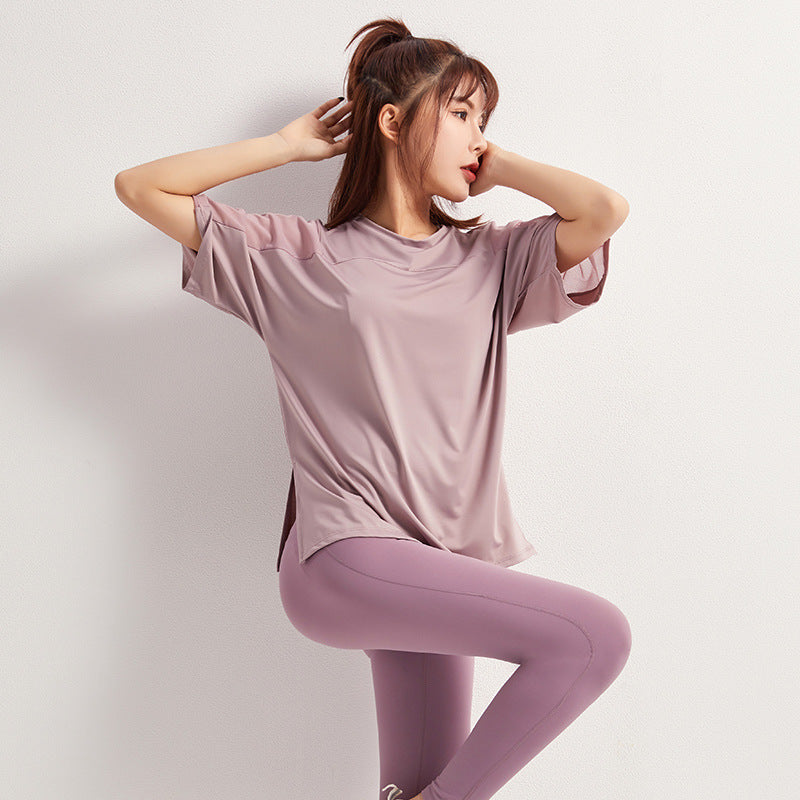 Summer Yoga Top Loose Sports Short Sleeve Women's Quick-Drying Running