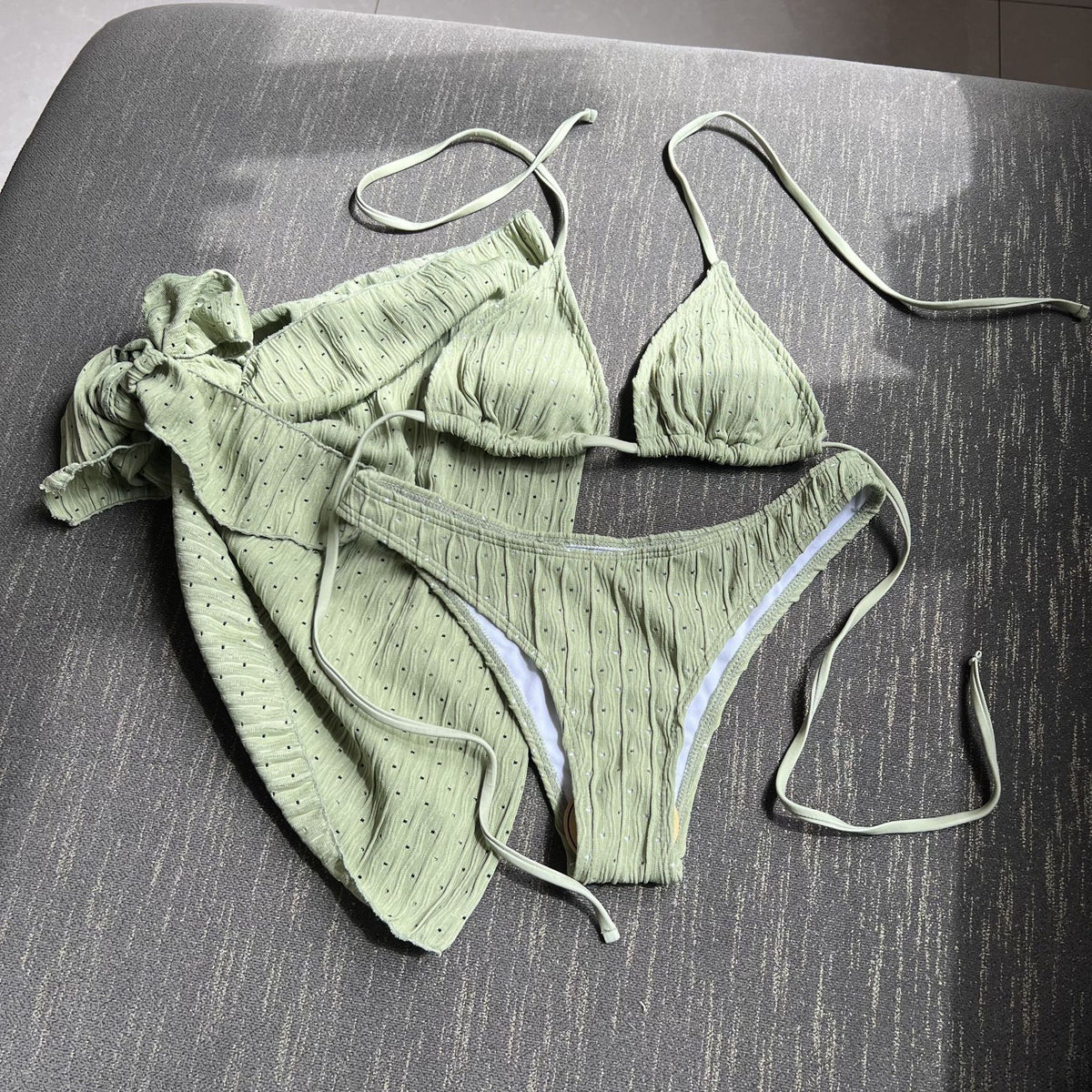 New Swimsuit Three-Piece Backless Drawstring Strap Bikini Three-Piece