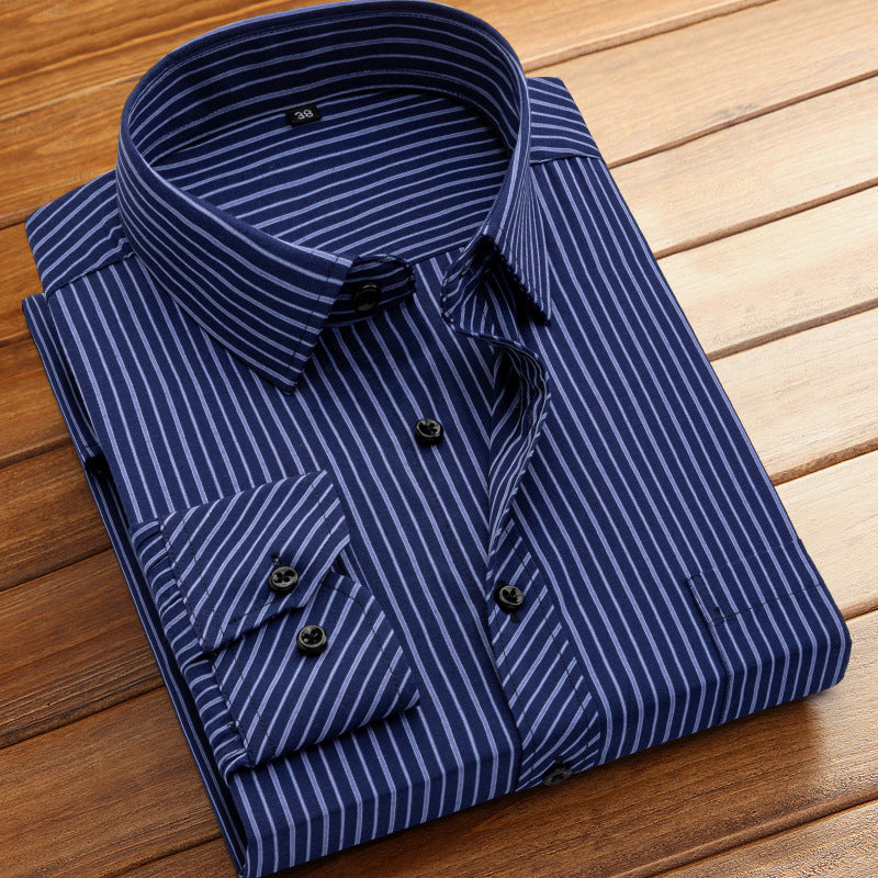 Spring and Summer New Striped Long-Sleeved Shirts for Men, Business Casual