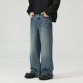 LKTM Men's# American vibe Lightning Crack Blue Jeans Men's cleanfit