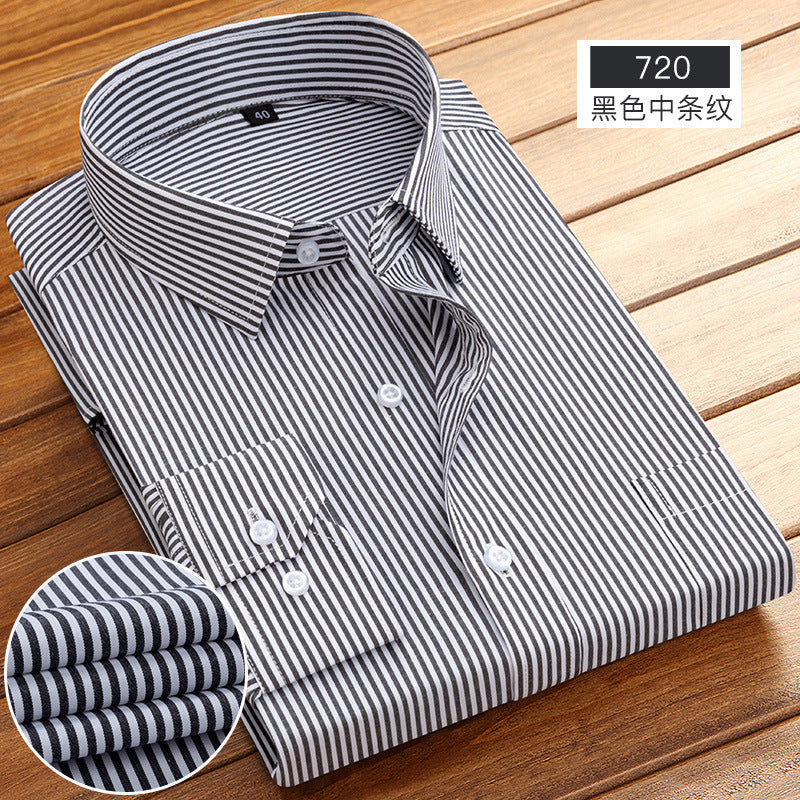 Spring and Summer New Striped Long-Sleeved Shirts for Men, Business Casual