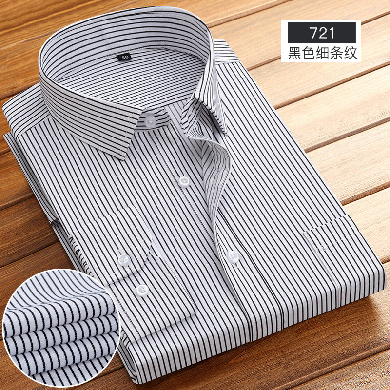 Spring and Summer New Striped Long-Sleeved Shirts for Men, Business Casual