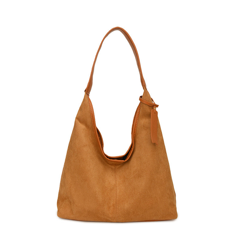 New Suede Shoulder Tote Bag, Fashionable, Simple, Lazy Style, Large