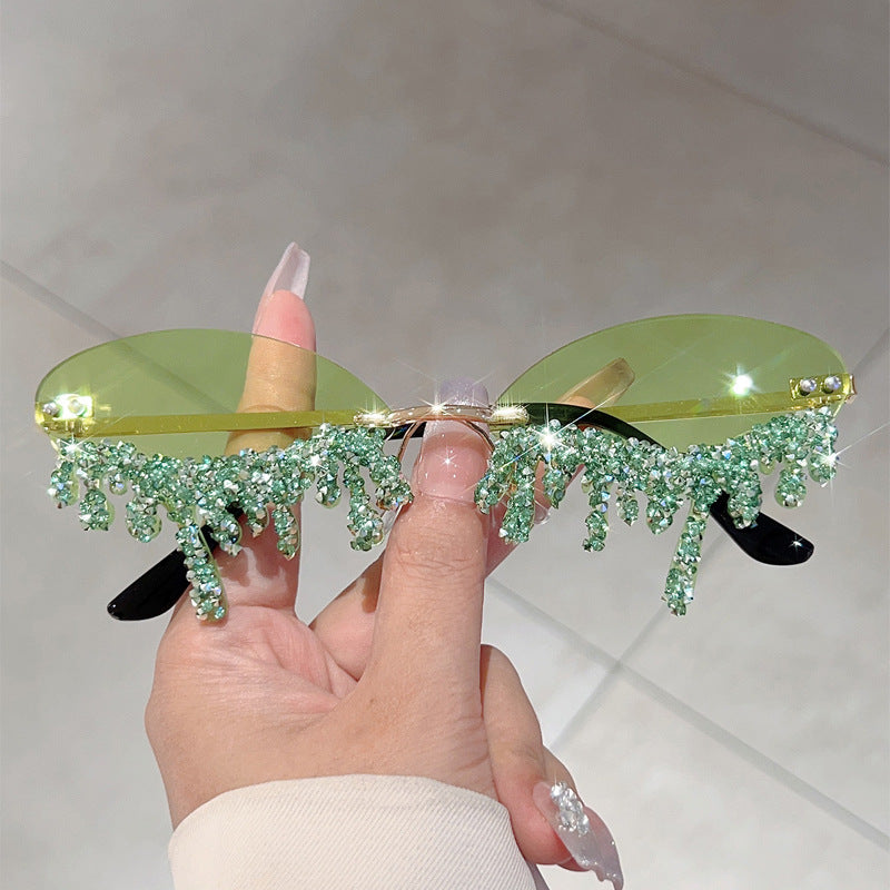 New Borderless Diamond-encrusted Angel Tears Sunglasses Spice Girls Street