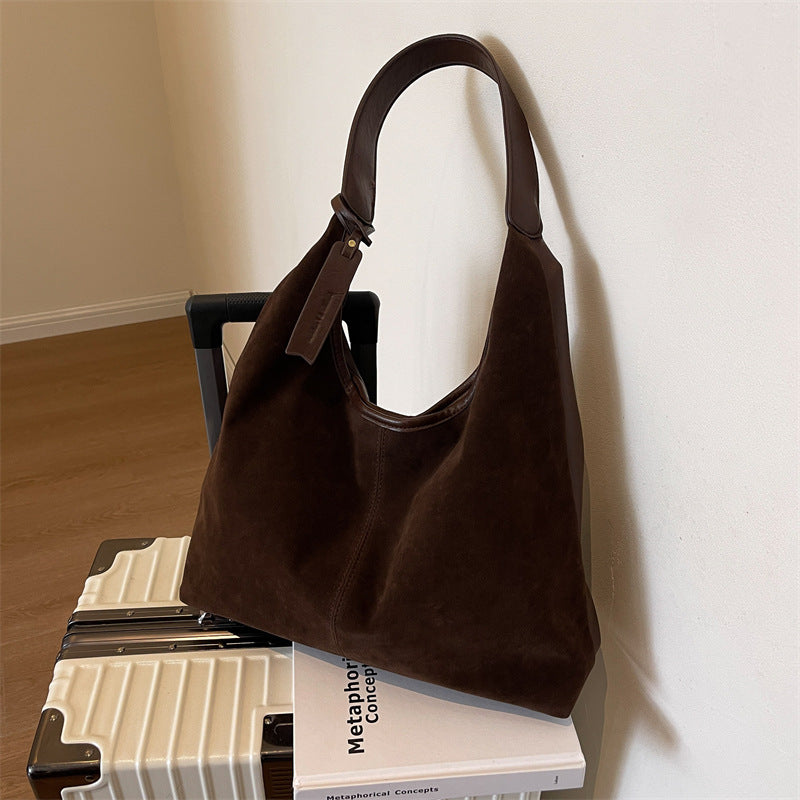New Suede Shoulder Tote Bag, Fashionable, Simple, Lazy Style, Large