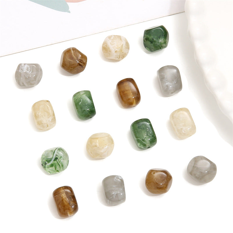 Acrylic Imitation Amber Stone Irregular Round Beads Loose Beads DIY