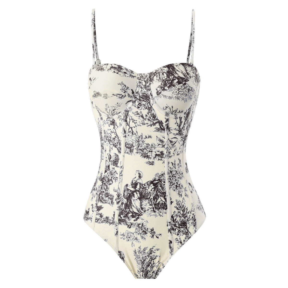 One-Piece Swimsuit for Women, Slim-Fitting, Retro Tie-Up, Sun-Protective