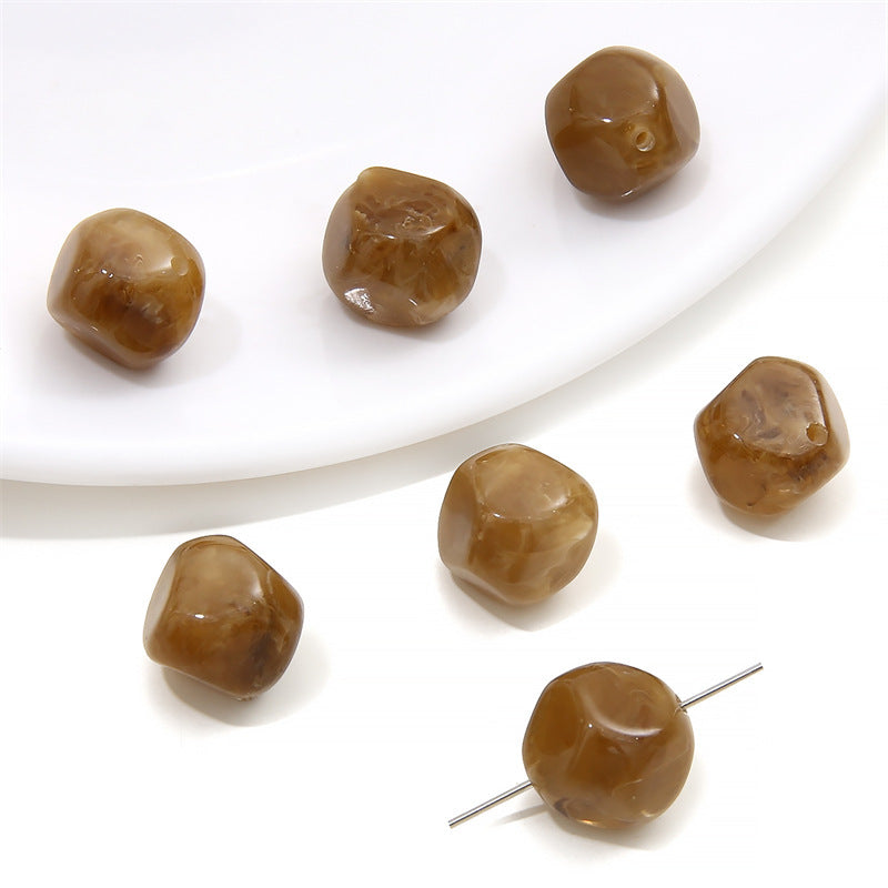 Acrylic Imitation Amber Stone Irregular Round Beads Loose Beads DIY