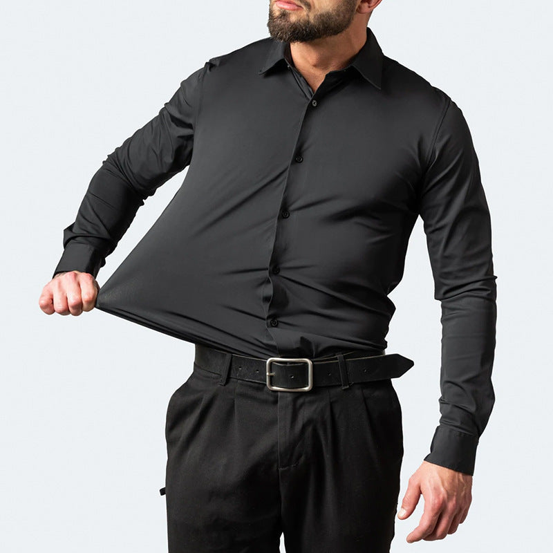 Four-Way Stretch Shirt Men's Shirt Wrinkle-Free and Anti-Wrinkle Export