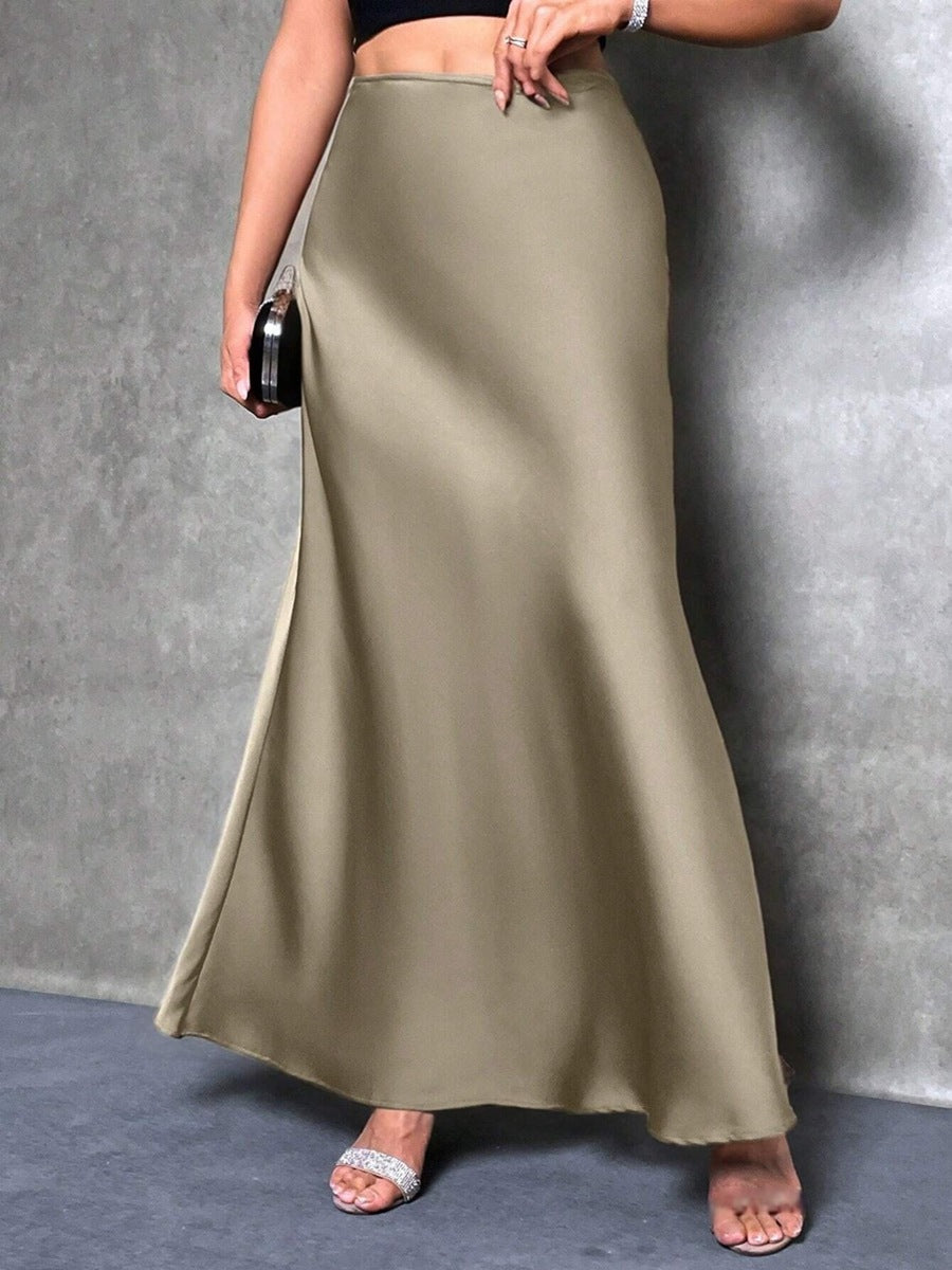 Satin Skirt Spring and Summer New Simple Imitation Silk Long Skirt Women's