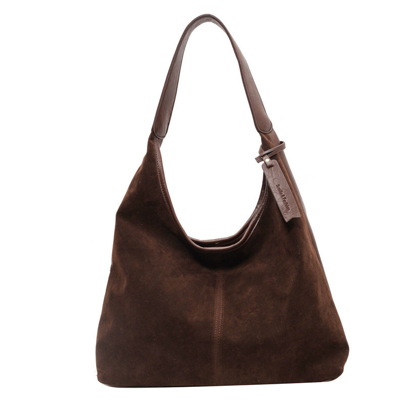 New Suede Shoulder Tote Bag, Fashionable, Simple, Lazy Style, Large