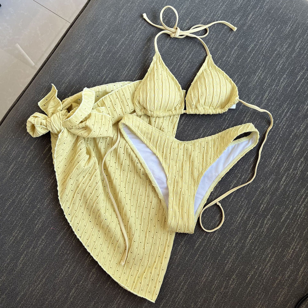 New Swimsuit Three-Piece Backless Drawstring Strap Bikini Three-Piece