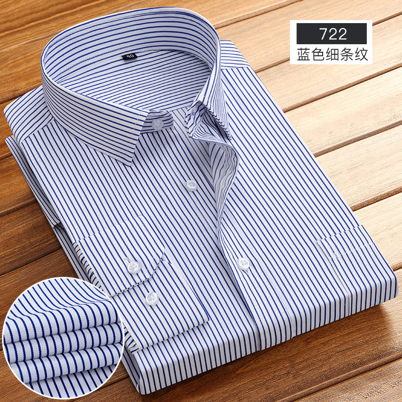 Spring and Summer New Striped Long-Sleeved Shirts for Men, Business Casual