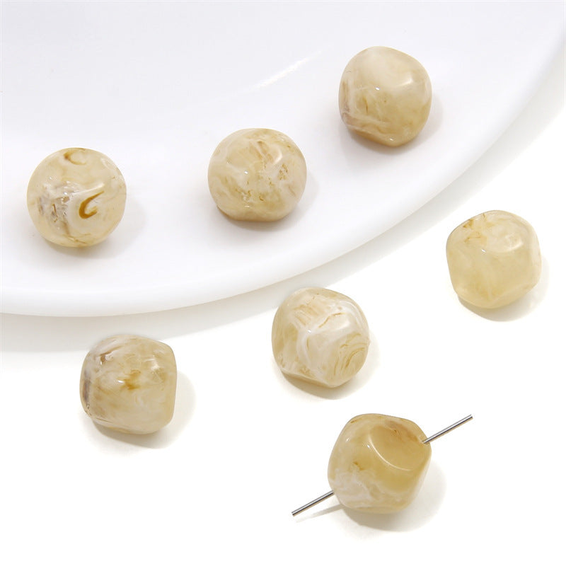 Acrylic Imitation Amber Stone Irregular Round Beads Loose Beads DIY
