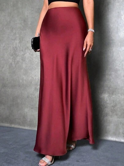 Satin Skirt Spring and Summer New Simple Imitation Silk Long Skirt Women's