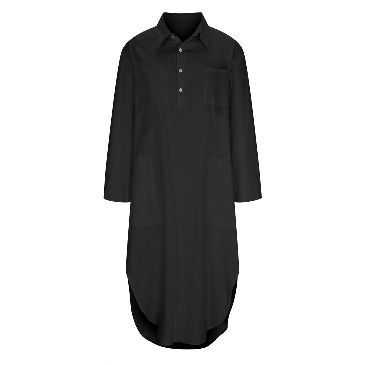 New Style Solid Color Button Slit Loose Breathable Casual Shirt Cotton