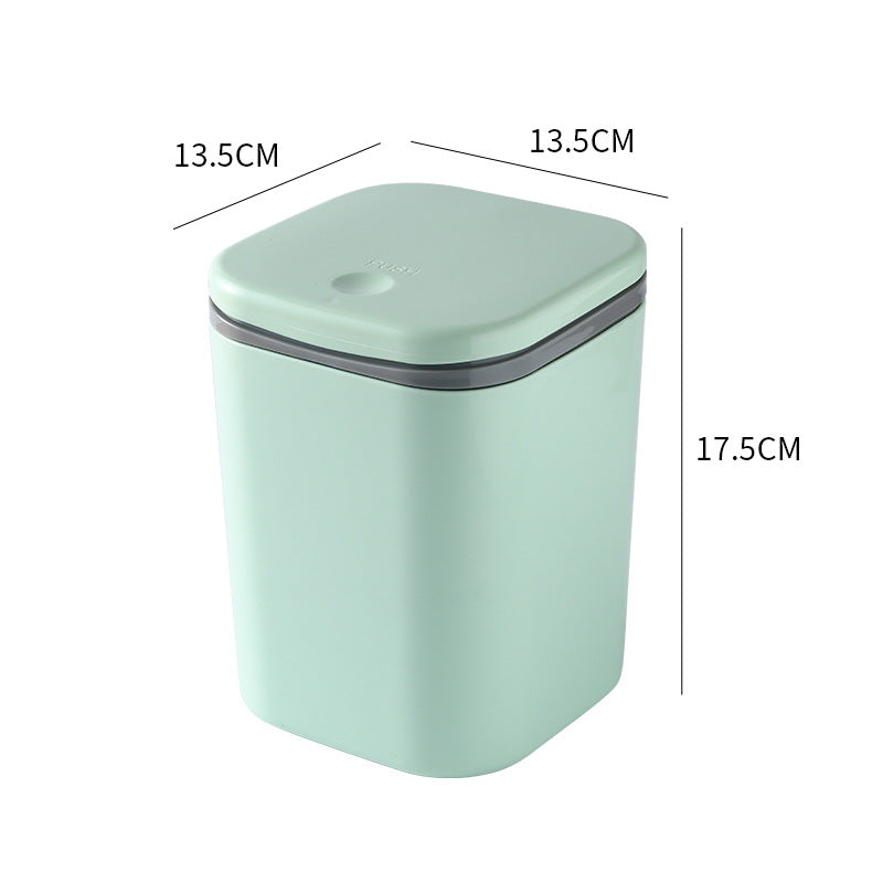 Small Desktop Trash Can for Home Office High-End Dormitory Press with Lid