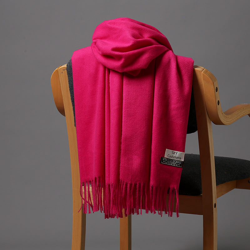 Autumn and Winter Sky Pure Color Imitation Cashmere Scarf Single Color