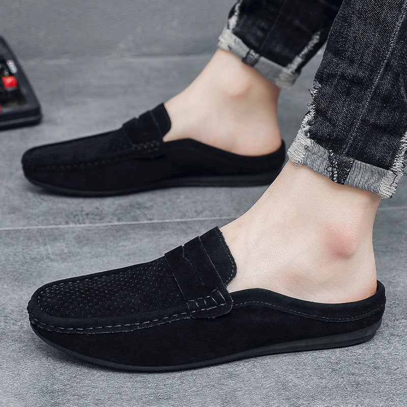 Men's Beanie Shoes, Half-Cup Breathable Toe-Toe Slip-Ons, Slip-On