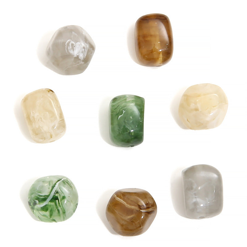 Acrylic Imitation Amber Stone Irregular Round Beads Loose Beads DIY