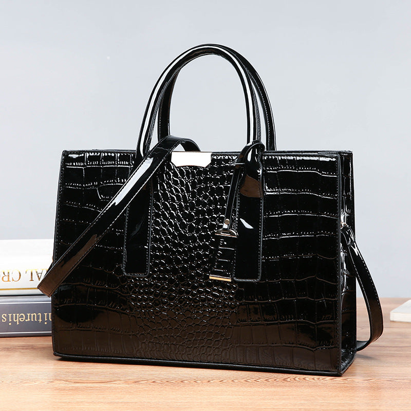 New Women's Bag Trendy Crocodile Pattern Portable Shoulder Crossbody Tote