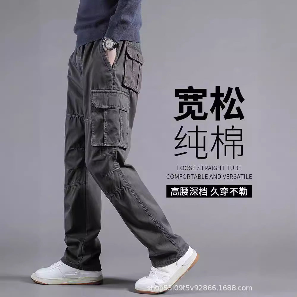Spring and Autumn Cotton Crane Pants Plus Size Pants Site Work Pants Men's