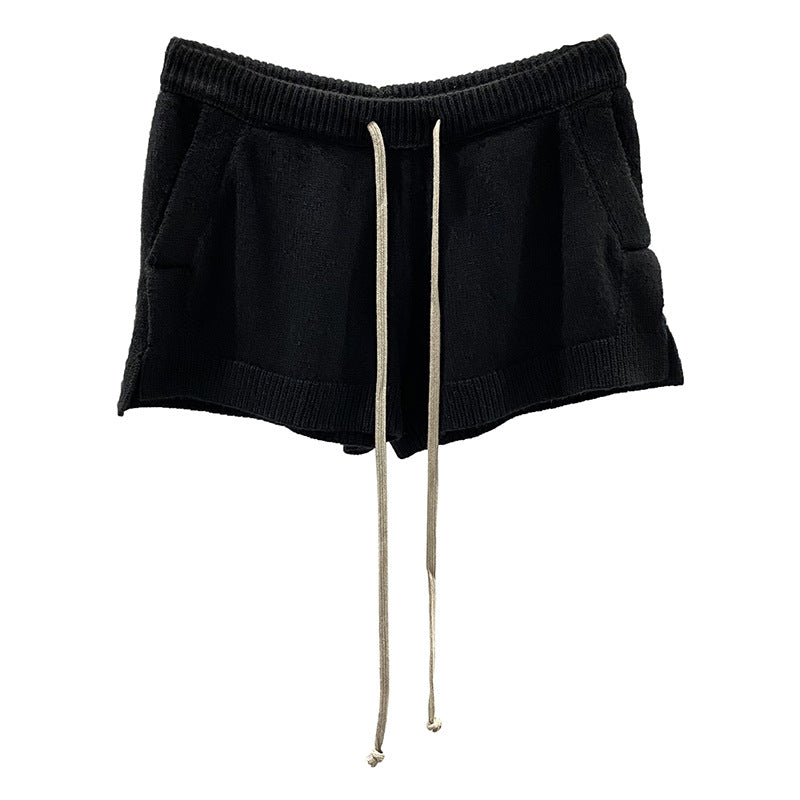 Dark Style Shorts, Fashionable Wool Knit, Comfortable Black and Gray